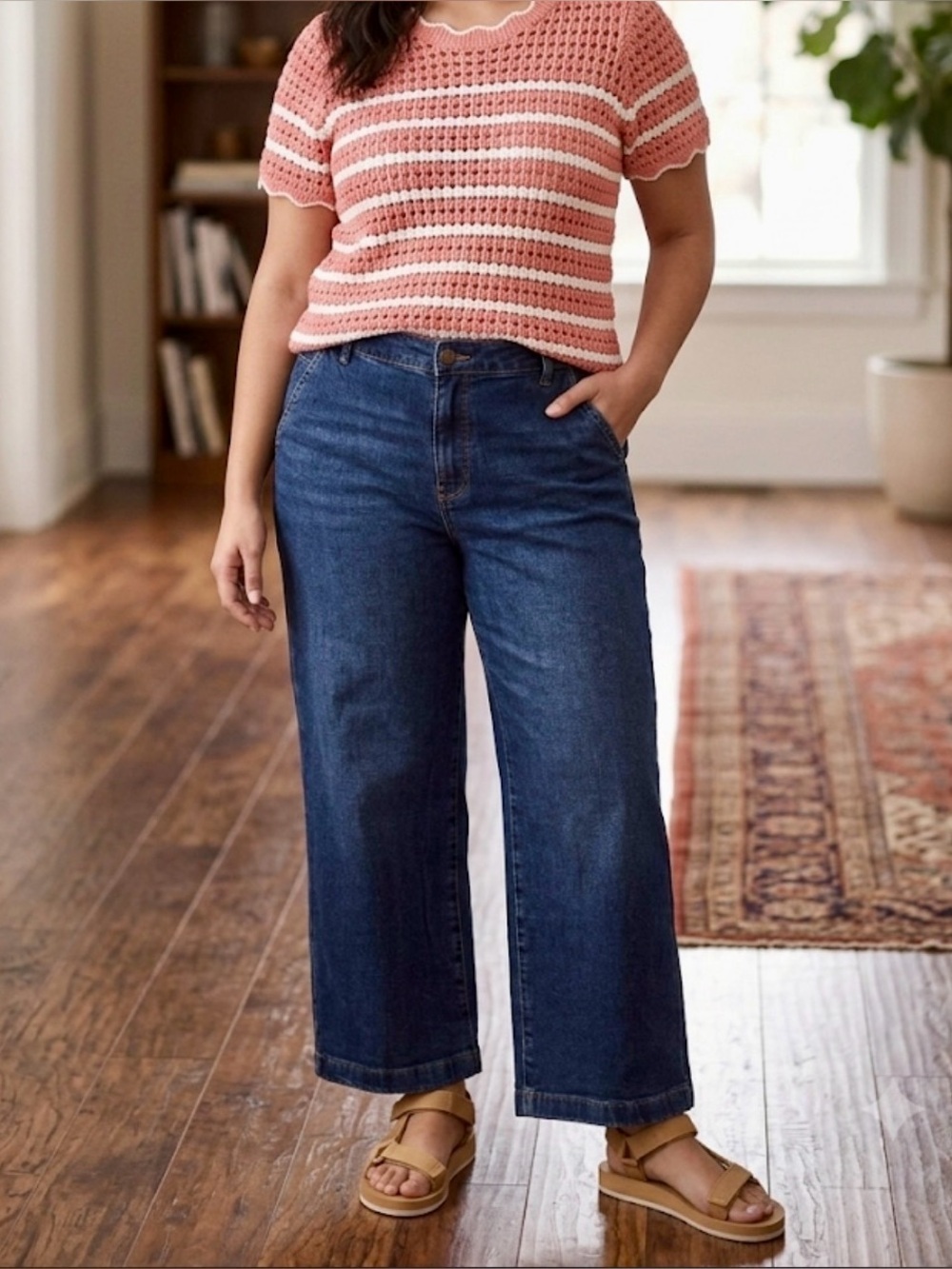 Wonderly High Rise Wide Leg Cropped Jeans Size 12
